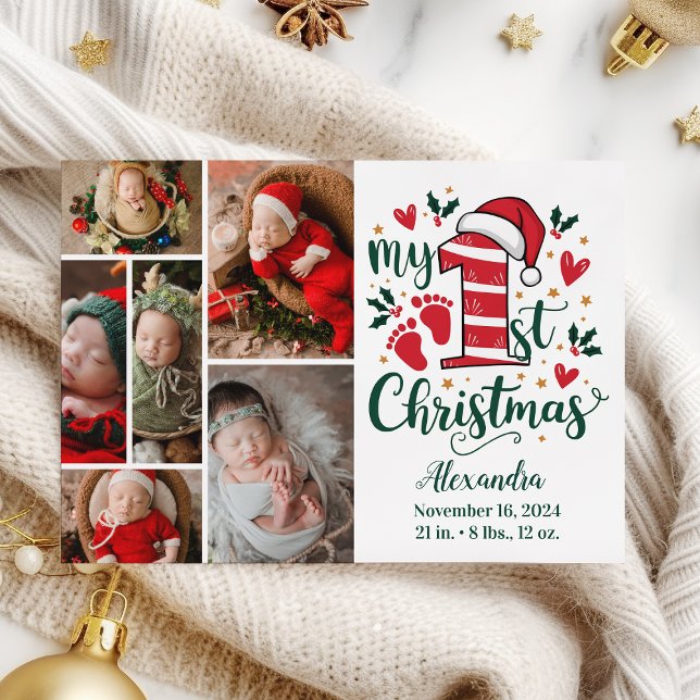 6 Photo Candy Cane Baby 1st Christmas Julkort (Skapare uppladdad)