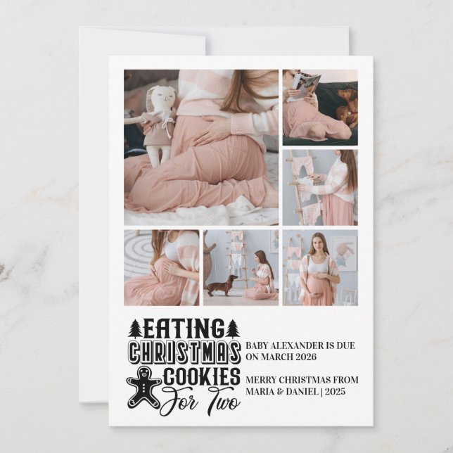 6 Photo Christmas Cookies for 2 Pregnancy  Julkort (Framsida)