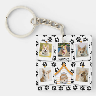6 Photo Collage Add Namn Hund House Tass avtryck