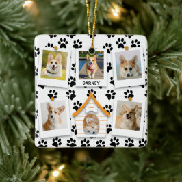6 Photo Collage Add Namn Hund House Tass avtryck Julgransprydnad Keramik