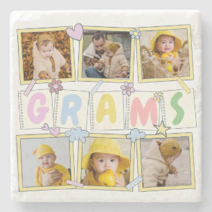 6 Photo Collage Cute Baby Rosa Blue Granny Stenunderlägg