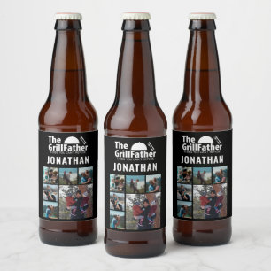 6 Photo Collage Fars dag Grillfather BBQ Ölflaska Etikett