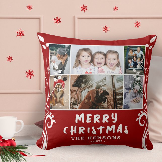 6 Photo Collage Foliage God jul Family Kudde (Skapare uppladdad)