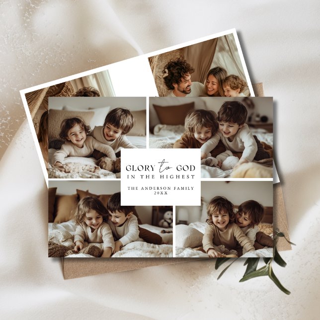 6 Photo Collage Glory to God jul Kids Family Julkort (Skapare uppladdad)