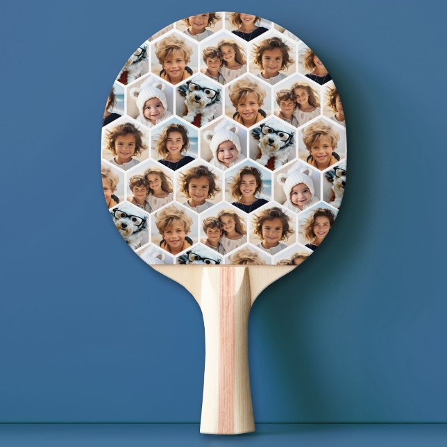6 Photo Collage honeycomb mönster - BE PATIENT Pingisracket (Custom Pink Pong Paddle)