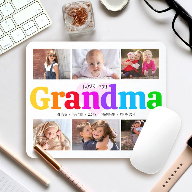 6 Photo Collage Kärlek You Grandma Colorful Modern Musmatta (Skapare uppladdad)