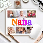 6 Photo Collage Kärlek You Nana Multifärgad Rainbo Musmatta<br><div class="desc">"Kärlek du Nana." Hon älskar barnbarn varje minut. En lekfull, vit, snyggt visuell bild av färgstark regnbåge färgad fet typografi och svart, handskriven typografi täcker över ett mjukt, ljust rosa hjärta och en vit bakgrund. Lägg till sex omhuldade foton efter eget val och anpassa namn och meddelandet till perfektens moderna,...</div>