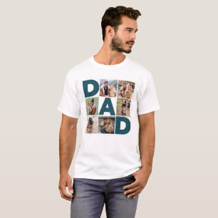 6 Photo Collage Lycklig Fars dag Pappa T Shirt