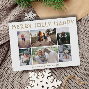 6 Photo Collage Merry Jolly Lycklig jul Julkort