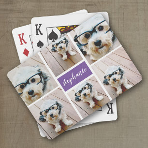 6 Photo Collage Namn-minimalist - kan redigera fär Casinokort