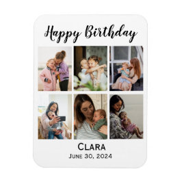 6 Photo Collage Personlig Script Birthday Magnet