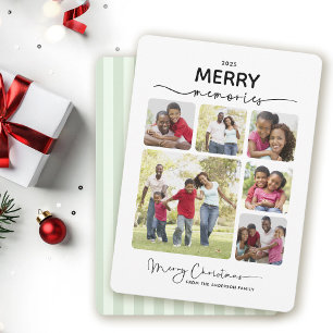 6 Photo Collage Simple Merry Memories Jul Julkort