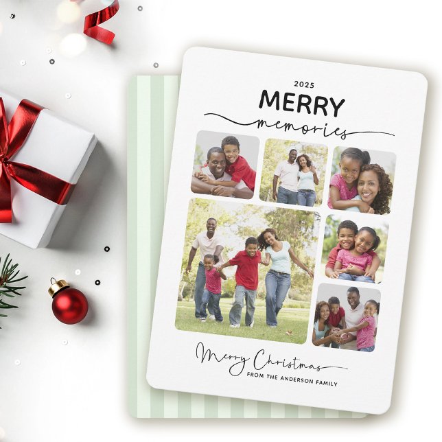 6 Photo Collage Simple Merry Memories Jul Julkort (Skapare uppladdad)