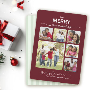 6 Photo Collage Simple Merry Memories Jul Julkort