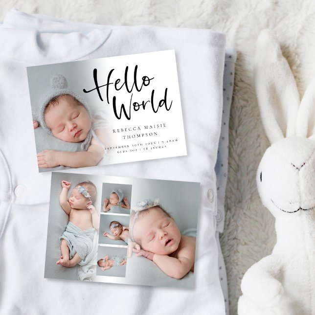 6 Photo Flicka Boy Hej World Birth Meddelande (Skapare uppladdad)