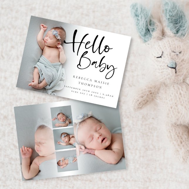 6 Photo Girl Boy Script Hej Baby Birth Meddelande (Skapare uppladdad)