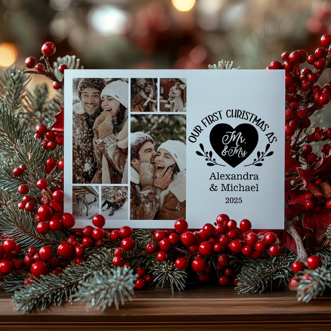 6 Photo Heart First Christmas as Mr & Mrs Julkort (Skapare uppladdad)