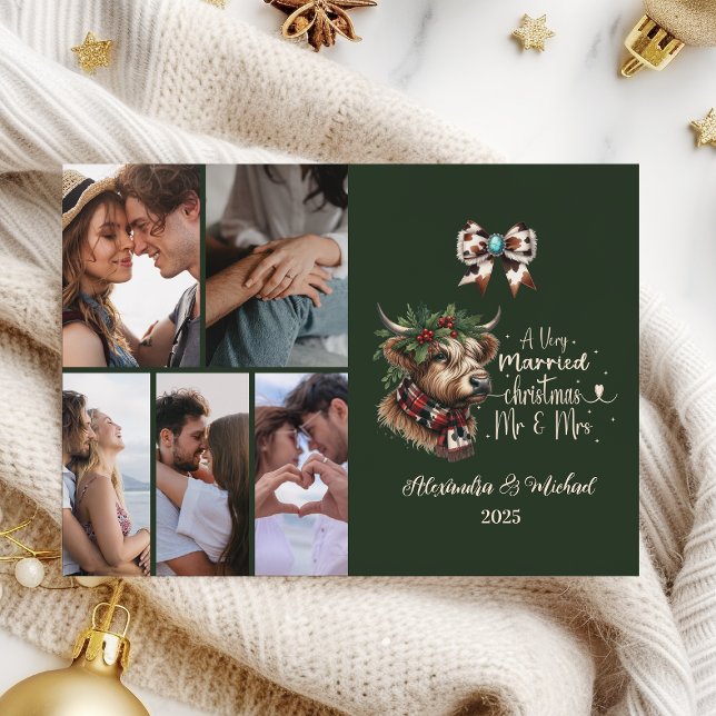 6 Photo Highland Cow God jul Mrs. och Mr. Julkort (Skapare uppladdad)