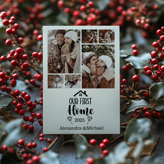 6 Photo Minimialist Christmas Our First Home Julkort (Skapare uppladdad)