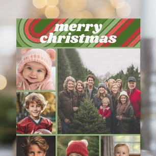 6 Photo Retro Rand - Red Grönt Funky Julkort