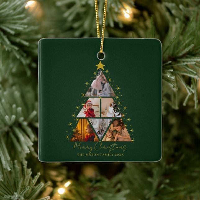 6 Photo Tree Shape Christmas memory  Julgransprydnad Keramik (Skapare uppladdad)