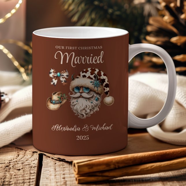 6 Photo Western First Christmas Married Två-Tonad Mugg (Skapare uppladdad)