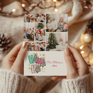 6 Photo Whimsical Ho Ho Ho Julfamilj Julkort