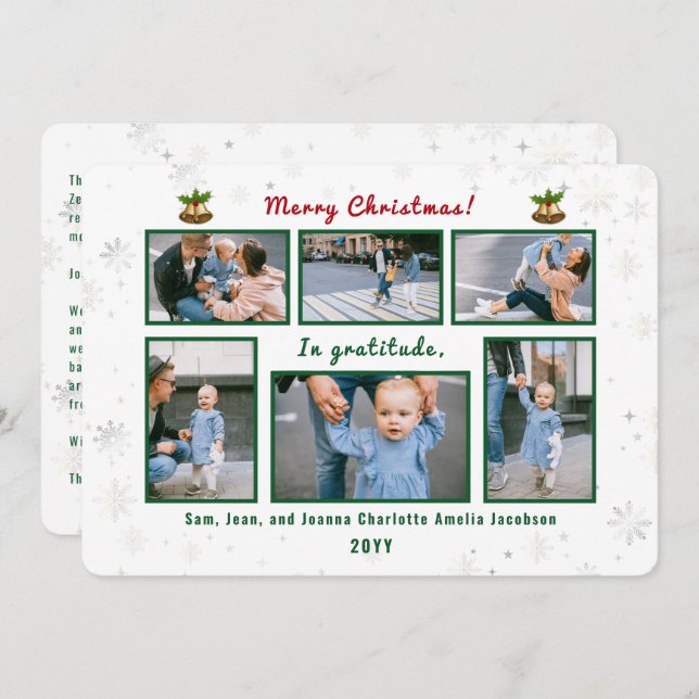 6 Photos Collage Brev Cute Elegant Personlig Julkort (Fram/baksida)