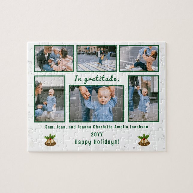 6 Photos Collage Gratitude Winter Helgdagars White Pussel (Horisontell)