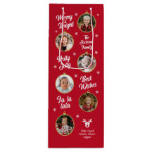 6 Photos Red and White jul Ornaments Family