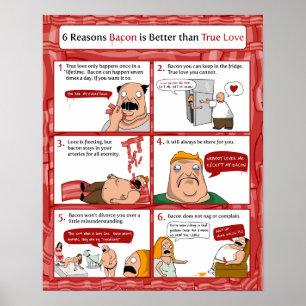6 resonerar bacon är bättre än äkta kärlek poster