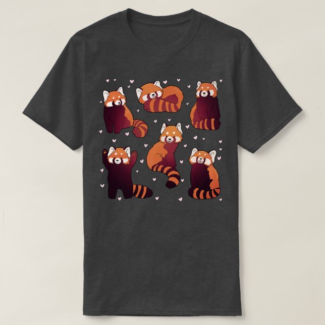 6 Röda pandaklistorna packar söt illustration 1 T Shirt (Design framsida)