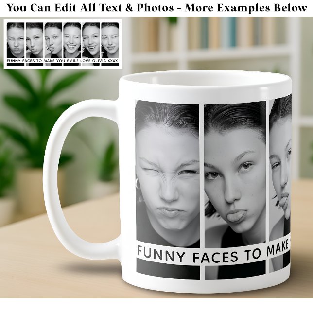 6 Roliga Ansikten Anpassade Bilder & Långt Meddela Kaffemugg (Skapare uppladdad)