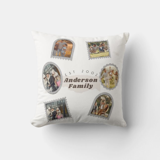 6 Sex foto Modern Elegant Collage Family Kärlek Kudde (Framsida)