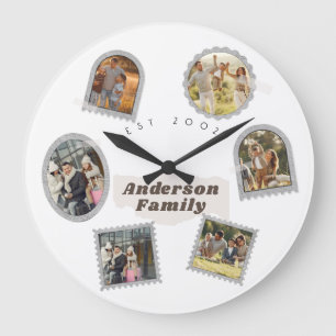 6 Sex foto Modern Elegant Collage Family Kärlek Stor Klocka