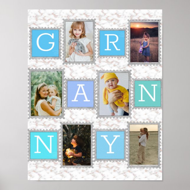6 Sex Photo Collage Cute Baby Family Kärlek Granny Poster (Framsidan)