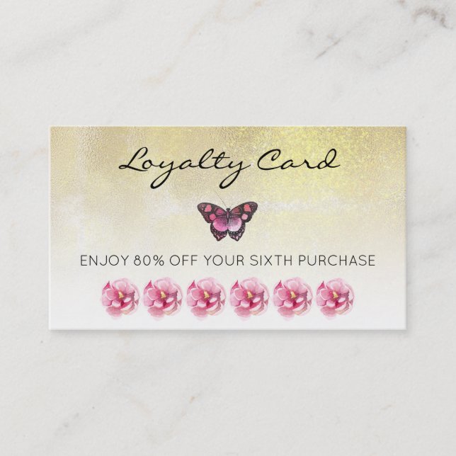 *~* 6 Slå Hål Flowers Butterfly Loyalty Card Visitkort (Framsida)