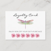 *~* 6 Slå Hål Flowers Dragonfly Loyalty Card