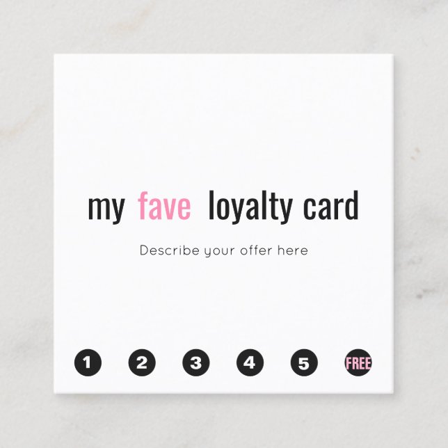 6 Slå Rosa Beauty Salon Customer Loyalty Card Lojalitetskort (Framsida)