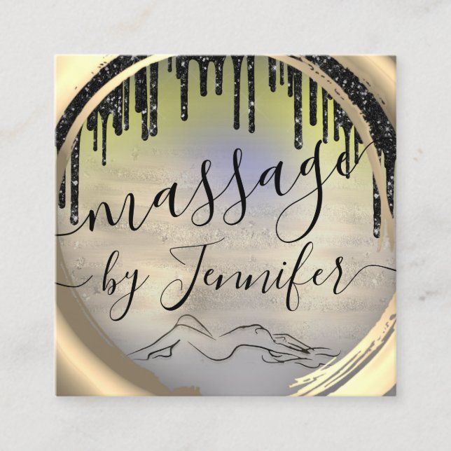 6 Slår massage Spa Hälsa Studio Unik Fyrkantigt Visitkort (Framsida)