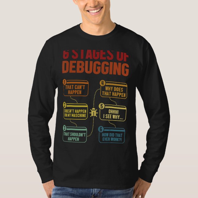 6 stadier av felsökning av Software utvecklare IT- T Shirt (Framsida)