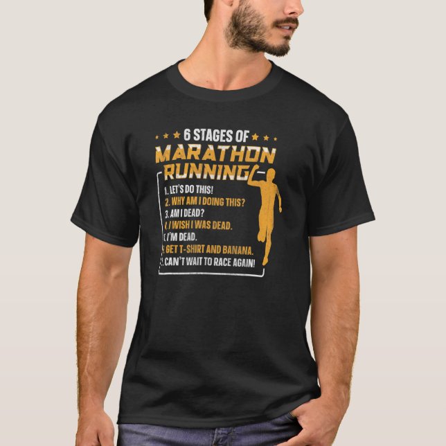 6 stadier av Marathon som kör Marathon Springer T Shirt (Framsida)