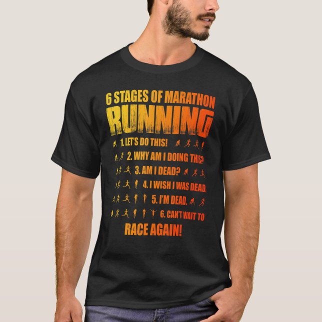 6 stadier av Marathon som körs T Shirt (Framsida)