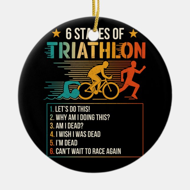 6 stadier av triathlon-idrottare - triatleter som  julgransprydnad keramik (Framsidan)