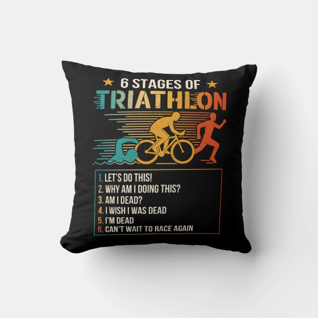 6 stadier av triathlon-idrottare - triatleter som  kudde (Framsida)