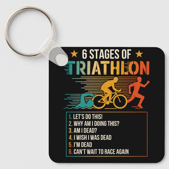 6 stadier av triathlon-idrottare - triatleter som  nyckelring (Framsida)