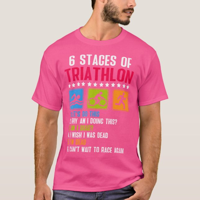 6 stadier av triatlon Idrottsman som kör simmande  T Shirt (Framsida)