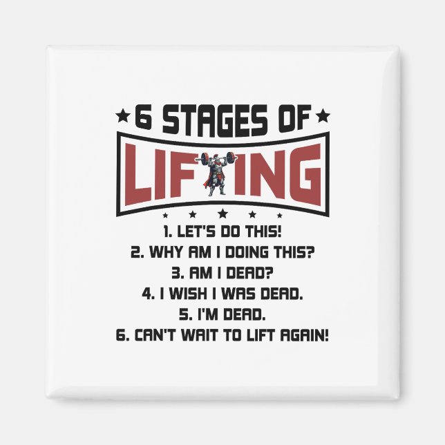 6 stadier av tyngdlyftning Bodybuilding Gym Fitnes Magnet (Framsidan)