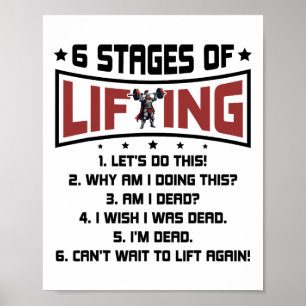 6 stadier av tyngdlyftning Bodybuilding Gym Fitnes Poster