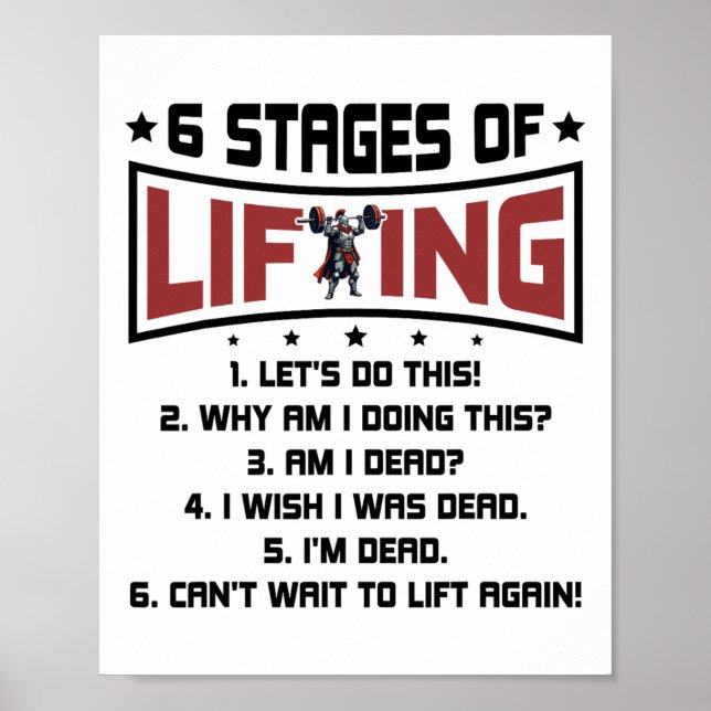 6 stadier av tyngdlyftning Bodybuilding Gym Fitnes Poster (Framsidan)
